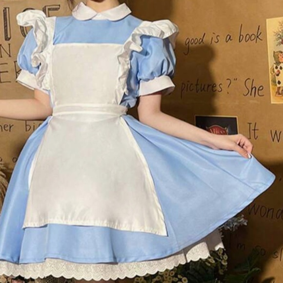 Alice in Wonderland style Halloween costume with black bow headband NWT - Picture 2 of 4